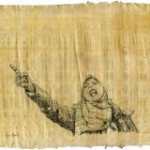 Cairo 2/11. Pencil on papyrus. 13 x 16 inches