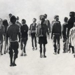 The Walk. Ink and pencil on paper. 8 x 54 inches. 2021