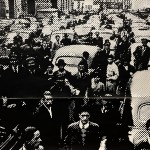 La autopista del Sur. Acrylic on paper. Diptych. 76 x 85 inches.